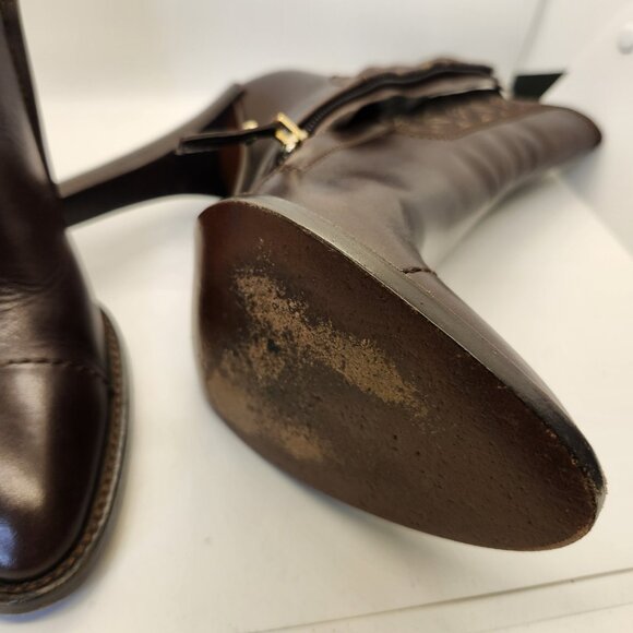 LOUIS VUITTON Brown Leather Mini Lin Jodie Monogram Ankle Boots, Size 35.5 5.5 - Picture 15 of 16